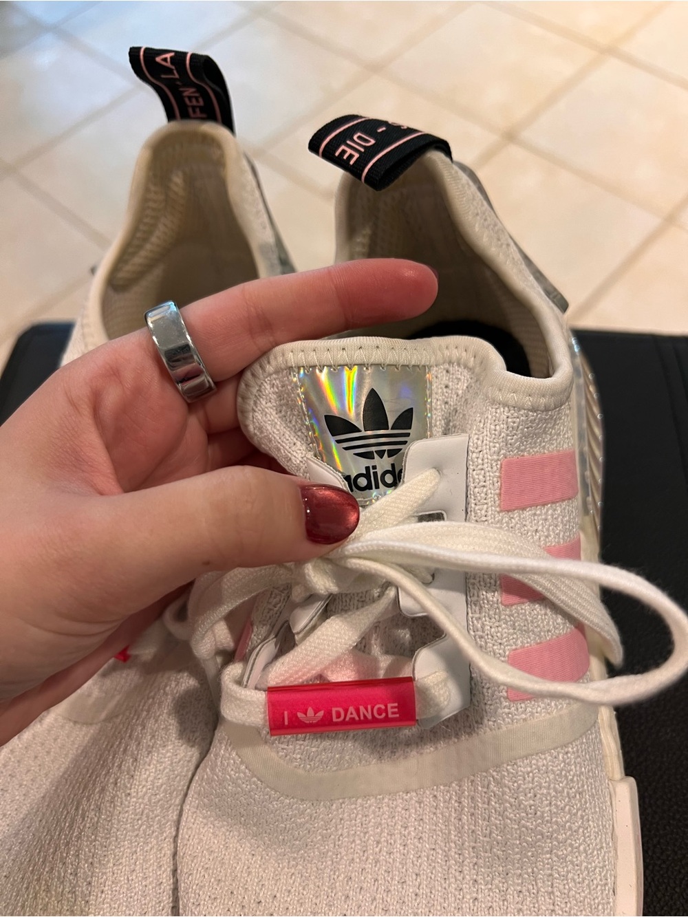 Adidas NMD_R1 White True Pink Hologram women's 9 - Picture 5 of 7